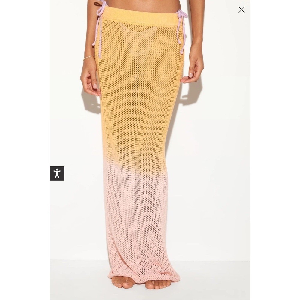 Spiritual Gangster Carmen Crochet Maxi Skirt Size M NWT Ombré Sorbet Swim Cover